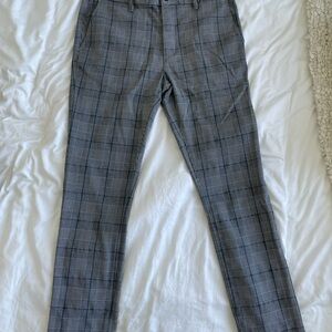 Topman Black and White Checkered Trousers